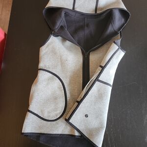 Gray and Black Hooded Vest